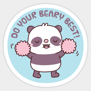 Cute Panda Cheering Do Your Beary Best Pun Sticker